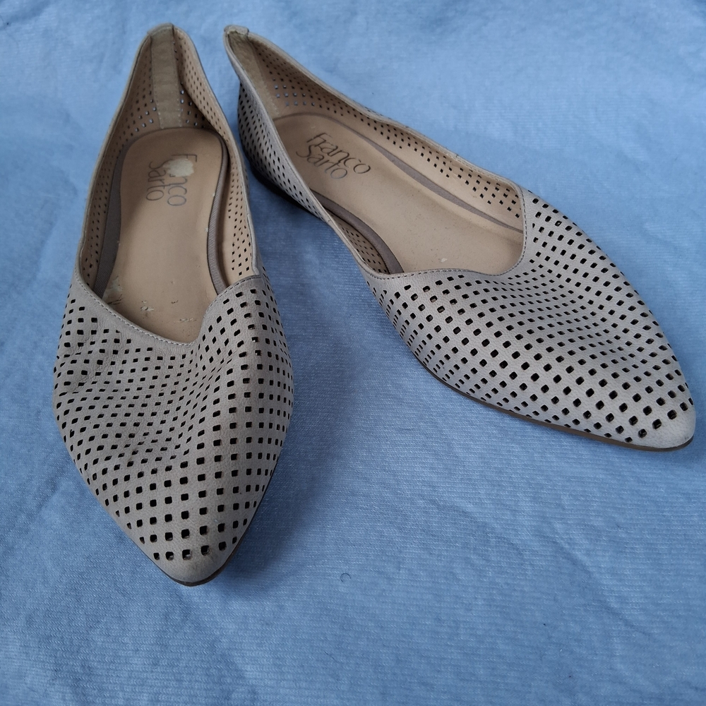 Franco Sarto Beige Perforated Flats - Picture 3 of 5